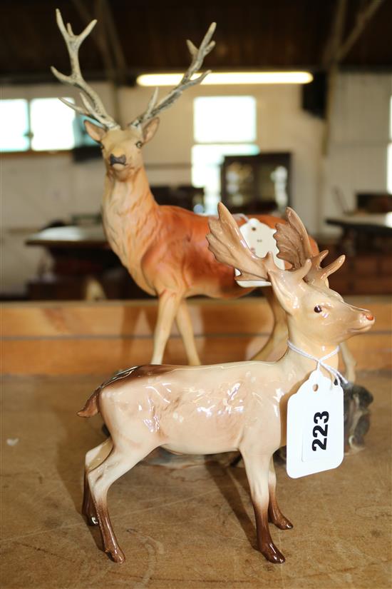 Beswick model of a stag on naturalistic plinth, no. 2629, matte & another Beswick stag